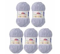 Strickfein Himalaya Dolphin Baby Wool Yarn Knitting Super Bulky (6), 100 g Ball, 120 m, Needle 6.5 mm, 5 x 100 g, Light Grey 80351