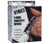 STRICT Brand PU Leather Stainless Steel Cock Ring Gates of Hell Male Chastity