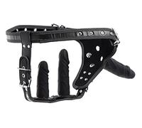 Strict Double Penetration Strap-On Harness | 3 Removable Dildos for Penetration, Anal, & Vagina | Made of Premium Silicone | Soft Inner Lining & Fully Adjustable Harness