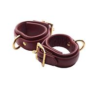 Strict Leather Luxury Burgundy Locking Wrist Cuffs