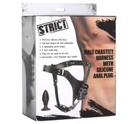 Strict - Male Chastity Belt with Anal Plug (Black)