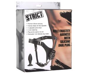 Strict - Male Chastity Belt with Anal Plug (Black)