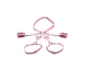 Strict Pink Bondage Harness w/ Bows M/L Restraint Wrist Cuffs Thigh Straps Adult