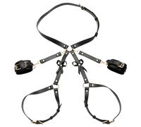 Strict Vegan Leather Bondage Harness with Cuffs Black