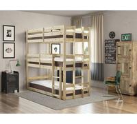Strictly Beds And Bunks Pandora Heavy Duty Triple Sleeper Pine Bunk Bed, 3Ft Single
