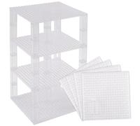 Strictly Briks Premium Clear Stackable Base Plates - 4 Pack 6" x 6" Baseplate Bundle with 30 New and Improved 2x2 Stackers - Compatible with All Major Brands - Tower Construction