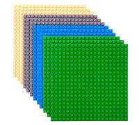Strictly Briks Premium Green, Blue, Gray, Sand Colored 15cm X 15cm Construction Base Plate 12 Pack - Compatible with LEGO Blocks, Compatible with LEGO Baseplates