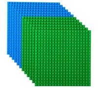 Strictly Briks Premium Green And Blue Colored 15cm X 15cm Construction Base Plate 12 Pack - Compatible with LEGO Blocks, Compatible with LEGO Baseplates