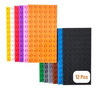 Strictly Briks Premium LEGO-Compatible Big Briks 12 Color Rainbow 7.5" x 3.75" Baseplate Set - 12 Pack - Compatible with LEGO DUPLO Baseplates