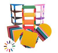 Strictly Briks Rainbow 6x6 Multi-Shape Base Plates - 36 Pack Compatible with LEGO - Triangle, Half Circle, Square - 3+ Years - 96 Pieces