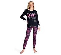 Strictly Come Dancing Ladies Pyjamas - 2 Piece Pyjama Set with Long Sleeve Top and Trousers - S-XL Cotton-Rich PJs for Women Sets Teenagers - Loungewear Nightwear (Black, M)
