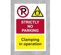 Strictly customer parking only clamping in operation portrait information sign - 3mm Aluminium sign (400mm x 300mm)
