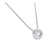 Strictly Gifts Ladies rubbed over Cubic Zirconia Solitaire Pendant Large 7mm dia stone (1 Carat) Insert on 925 Necklace