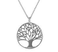 Strictly Gifts Ladies Silver Cut Out Tree of Life Pendant Necklace on 46cm Chain 925 Sterling Silver for Women and Girls with Gift Box