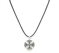 Strictly Gifts Silver Large Round Irish Celtic Cross Trinity Triquetra Knot Pendant for Men or Women 925 Sterling Silver with Gift Box (Pendant with Leatherette Necklace 41-46cm)