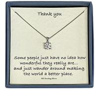 Strictly Gifts Thank you Ladies Sterling Silver and Cubic Zirconia 1 Carat Stone Solitaire Necklace 46cm
