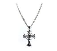 Strictly Gifts Unisex Silver Large Irish Celtic Cross Trinity Triquetra Knot Pendant on 60cm Curb Chain - Sterling Silver