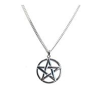 Strictly Gifts Unisex Sterling Silver Pentacle Pentagram Wicca Pendant on 60 cm Medium Diamond-cut Curb Chain 925 Sterling for Men or Women with Gift Box
