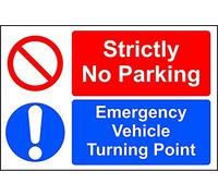 Strictly no parking Emergency vehicle turning point safety sign - 3mm Aluminium sign 600mm x 400mm