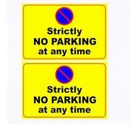 Strictly No Parking Sign, 30 x 20 cm, Yellow PVC Plastic, Pack of 2 (Yellow & Black, 400mm x 300mm)