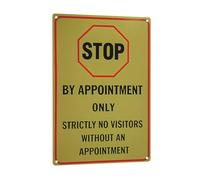 Strictly No Visitors Without Appointment Metal Tin Sign - 8x12 Inch Weather-Resistant Wall Decor with Pre-Drilled Holes,for Home,Garage, for Man Cave,Bars,Cafes,Stop Sign Design,Safe Rolled Edges