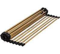 Strictly Sinks Stainless Steel Roll Up Dish Drying Rack Gold 17 Inch Over The Sink Foldable Multipurpose Kitchen Dish Rack (17-3/8" x 13" x 3/8")