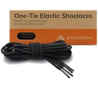 STRIDDEN 1 Pair One-Tie Elastic Round Shoelaces for Sneakers Boots, Eco-Positive Stretch Lace Turns Shoes Into Slip-Ons/NoTie, 92 Black, 54 In