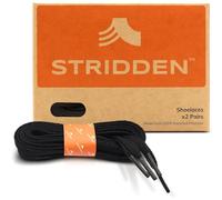 STRIDDEN 2 Pairs Flat Shoelaces 5/16” W, Eco-Positive Shoe Laces for Sneakers, Athletic Running Casual Canvas Shoes and Boots, 90 Black, 47 in