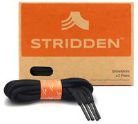STRIDDEN 2 Pairs Oval Shoelaces, 1/4” Half Round Eco-Positive Shoe Laces for Sneakers, Athletic Shoes, Boots and More, 90 Black, 51 in