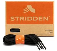 STRIDDEN 2 Pairs Round Boot Shoe Laces, Eco-Positive, Strong Durable Shoelaces for Outdoor Hiking Shoes/Work Boots/Sneakers, 92 Black, 81 in