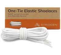 STRIDDEN One-Tie Elastic Round Shoelaces(1 Pair), Eco-Friendly, Stretch Like a Tieless Slip-On for Sneakers/Sports Shoes/Boot, 01 White, 54 In