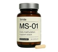Stride MS-01 Methylated B-Complex | Active B6, Methylfolate (B9), B12, TMG & Vitamin C | Methylation Support | Energy, Detox, Homocysteine & Cellular Support | 28 Vegan Capsules