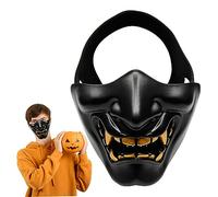 Striegro Evil Half Face Mask Demon Lower Face Protective Mask TPU Golden for CS Game Halloween Party Black..