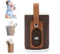 Strifee Baby Bottle Warmer Strifee Baby Bottle Warmer Travel Portable Baby Bottle Warmer with LED Display, Temperature Adjustable (Brown)