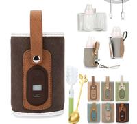 Strifee Baby Bottle Warmer, Strifee Bottle Warmer Portable, 7 Different Temperatures Bottle Warmer with LED Display, Accurate Temperature Control, Baby Warmer Bottle for Home/Family Travel (Brown)