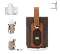 Strifee Baby Bottle Warmer, Temperature Adjustable Portable Baby Bottle Warmer, 7 Different Temperatures Bottle Warmer with Led Display (Brown)
