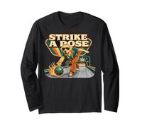 Strike A Pose Retro Labrador Dog Bowling Player Long Sleeve T-Shirt