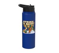 Strike A Pose Retro Labrador Dog Bowling Player Stainless Steel Insulated Water Bottle