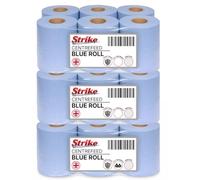 Strike Blue Centre Feed Rolls Embossed 2ply Wiper Paper Towel 50M p/Roll 6 Per Pack Family Disposable Kitchen Rolls Cleaning Household (18 Pack)