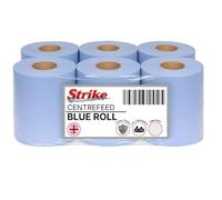 Strike Blue Centre Feed Rolls Embossed 2ply Wiper Paper Towel 50M p/Rolls 6 Per Pack Cleaning Household (6 Rolls)