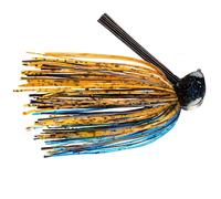 Strike King (TGTCFJ12-496) Tour Grade Tungsten Flipping Jig Fishing Lure, Compact Tungsten Head Design, Hand-Tied Skirt, Weed Guard, 1/2-Ounce, Heavy Duty Size 4/0 Hook, Blue Oyster