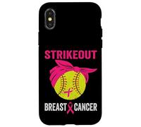 Strike Out Softball Breast Cancer Awareness Messy Bun Case for iPhone X/XS