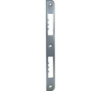 Strike Plate R10 Straight and Rounded on One Side for Doors with Teeth in Latch and Latch Area, Matte Nickel-Plated Steel