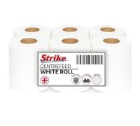 Strike White Centre Feed Embossed 2ply Wiper Paper Towel 50M p/Rolls 6 Per Pack Family Disposable Kitchen Rolls Cleaning Household (6 Roll's)