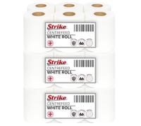 Strike White Centre Feed Roll Embossed 2ply Wiper Paper Towel 50M p/Roll 6 Per Pack Family Disposable Kitchen Rolls Cleaning Household (18 Rolls)