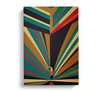 Striking Bird Abstract Green, Brown, Peach Canvas Print | Gallery Wrapped 30mm Frame Wall Art | 30x20 inches | Ready to Hang | Abstract Animals Picture | Living Room Bedroom Lounge Office