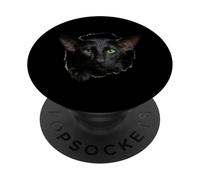 Striking Black Oriental Shorthair Cat Peeking Through PopSockets Adhesive PopGrip