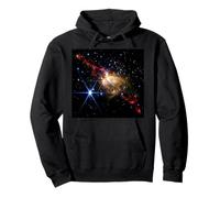 Striking Blue Brilliant Star and Red Nebula in Cosmic Space Pullover Hoodie