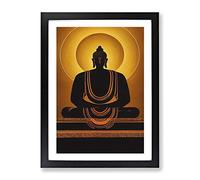 Striking Buddha Framed Print | A2 Black Framed Wall Art | Ready to Hang | Modern Religious Picture | Living Room Bedroom Lounge Office