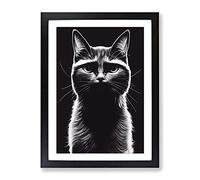 Striking Cat Framed Print for Living Room Bedroom Home Office Décor, Wall Art Picture Ready to Hang, Black A2 Frame (62 x 45 cm)